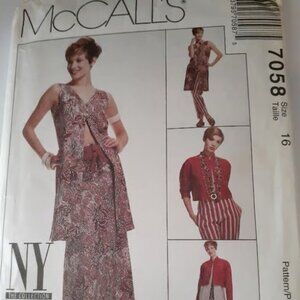 Vintage 1990's McCall's Vest, Jacket, Pants, Maxi Skirt, belt Pattern size 16